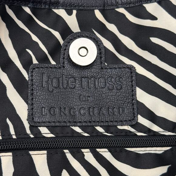 NEW Rare Vintage Kate Moss for Longchamp Black Leather Zebra Ladbroke Hobo Bag - Picture 8 of 12